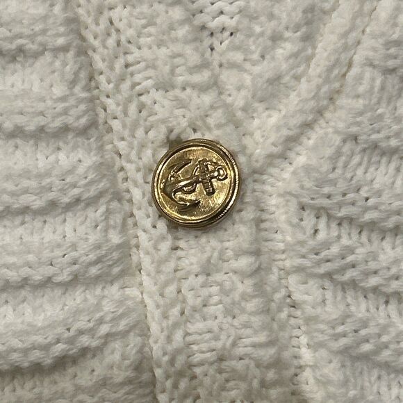 David Brett Cardigan Sweater Womens Large White Textured Gold Buttons USA Vtg - Picture 3 of 7